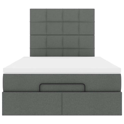 Cadre de lit ottoman avec matelas gris foncé 120x190 cm tissu