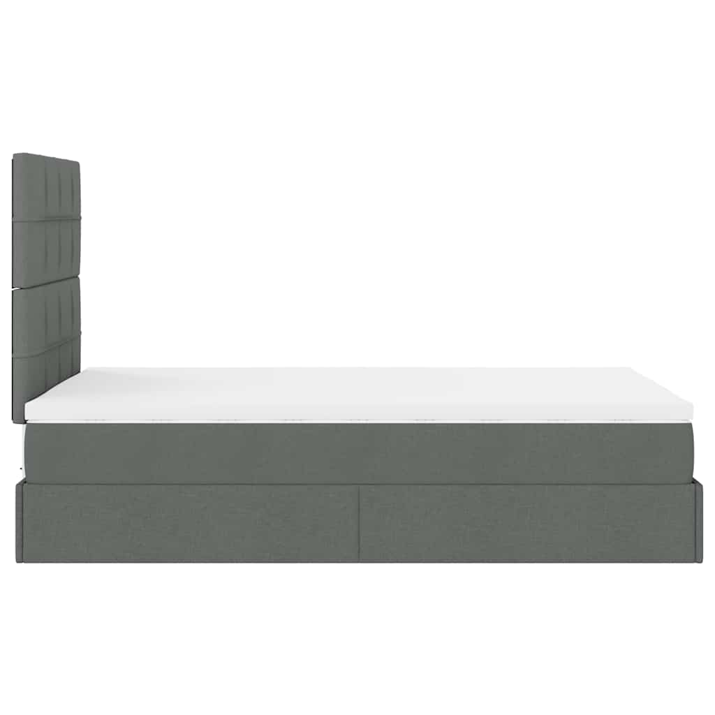 Cadre de lit ottoman avec matelas gris foncé 120x190 cm tissu