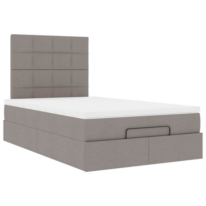 Cadre de lit ottoman avec matelas taupe 120x190 cm tissu