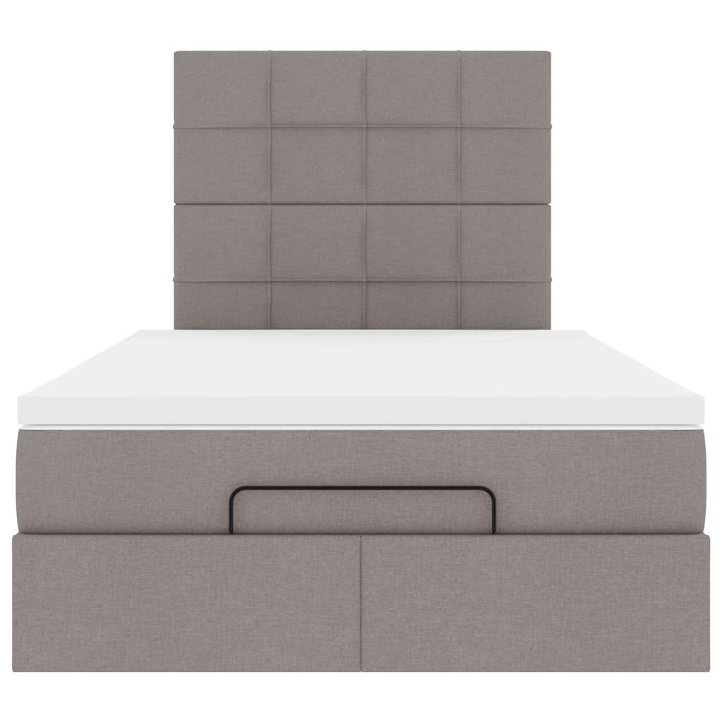 Cadre de lit ottoman avec matelas taupe 120x190 cm tissu