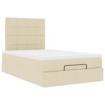 Cadre de lit ottoman avec matelas crème 120x190 cm tissu