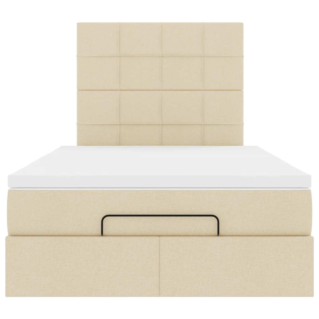 Cadre de lit ottoman avec matelas crème 120x190 cm tissu