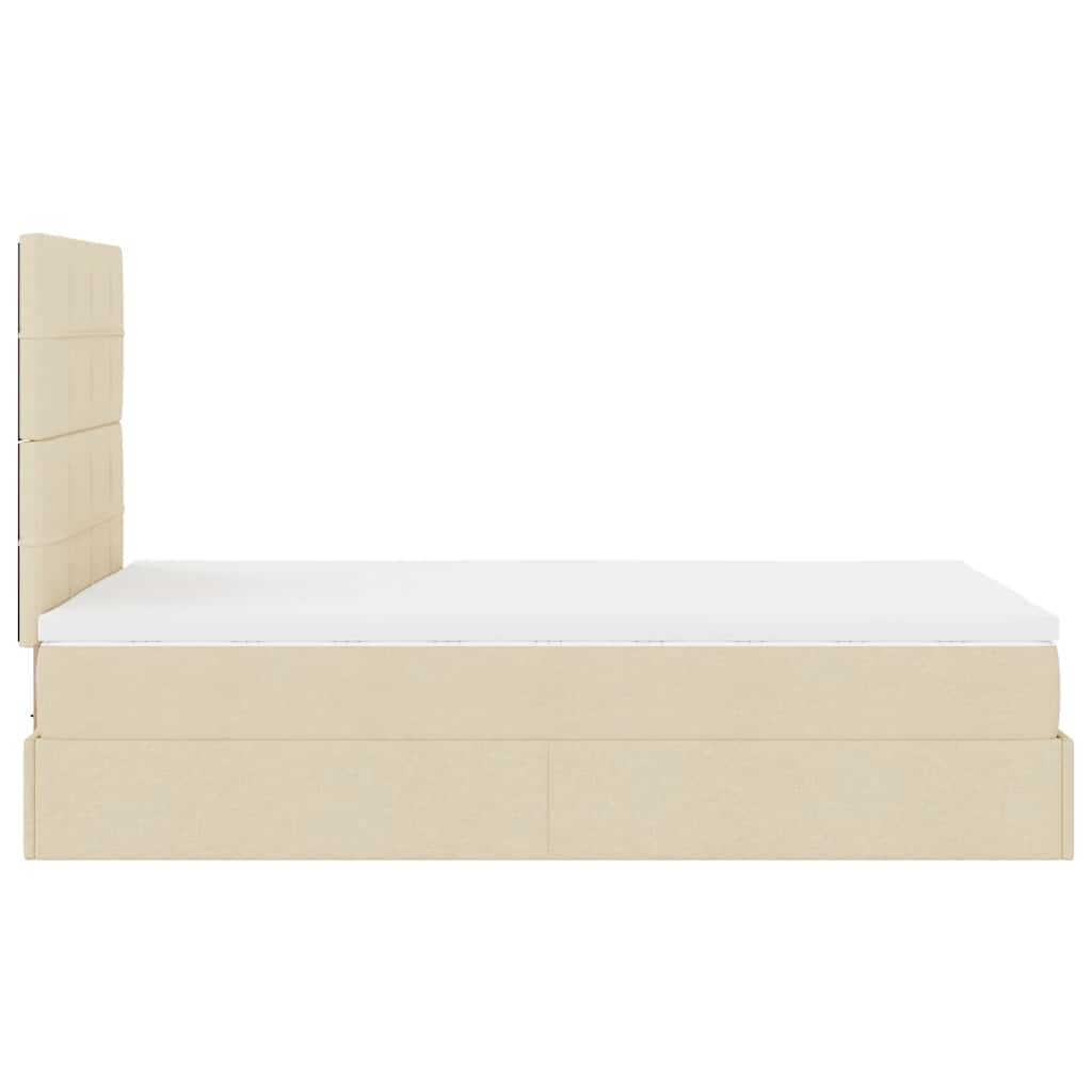 Cadre de lit ottoman avec matelas crème 120x190 cm tissu