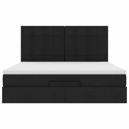 Cadre de lit ottoman avec matelas noir 180x200 cm tissu