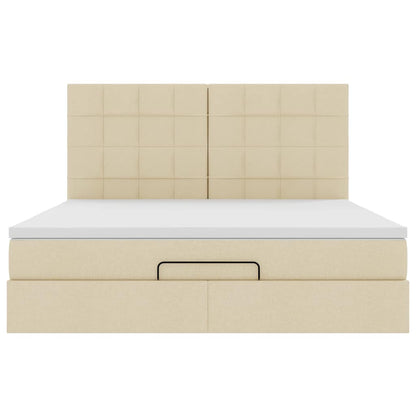 Cadre de lit ottoman avec matelas crème 180x200 cm tissu