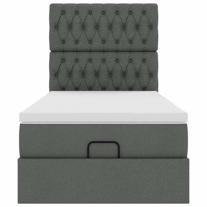 Cadre de lit ottoman avec matelas gris foncé 80x200 cm tissu