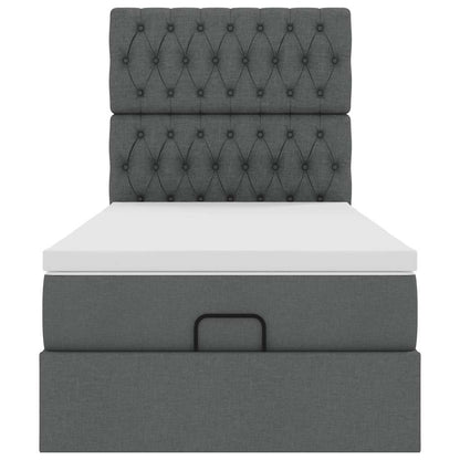 Cadre de lit ottoman avec matelas gris foncé 80x200 cm tissu