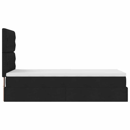 Cadre de lit ottoman avec matelas noir 80x200 cm tissu