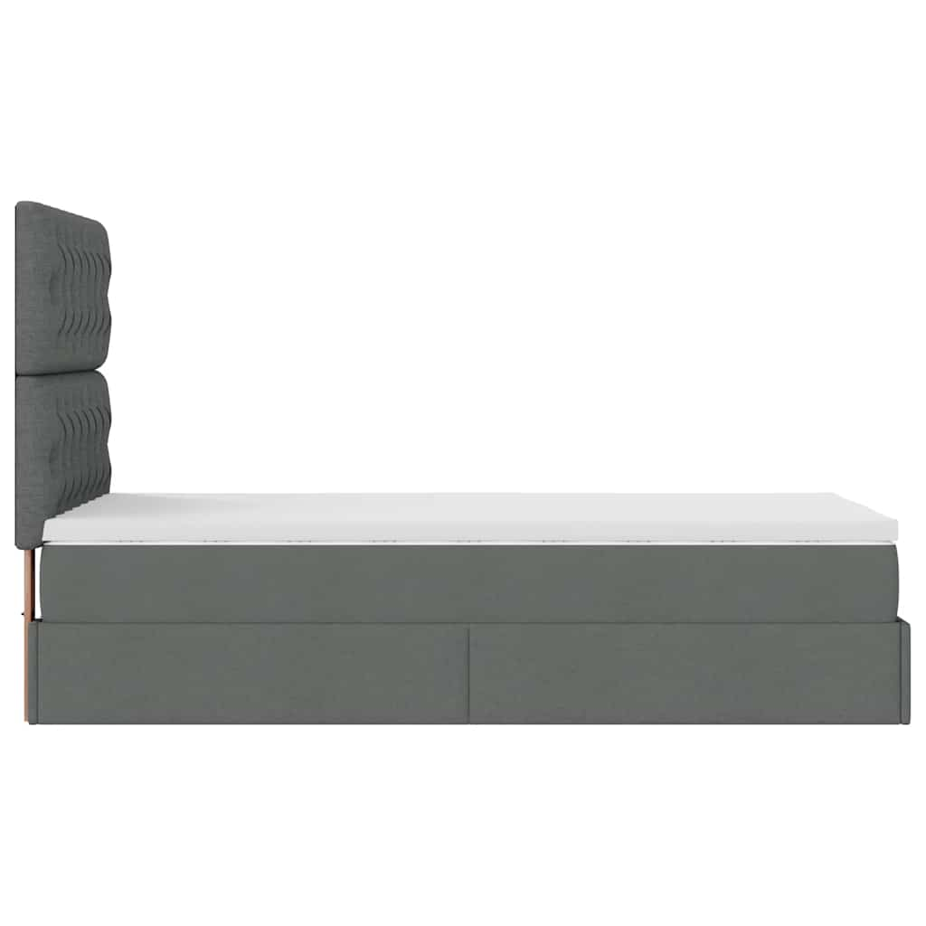 Cadre de lit ottoman avec matelas gris foncé 90x200 cm tissu