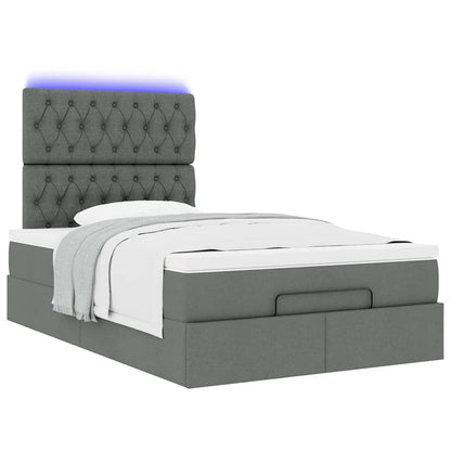 Cadre de lit ottoman avec matelas gris foncé 120x190 cm tissu