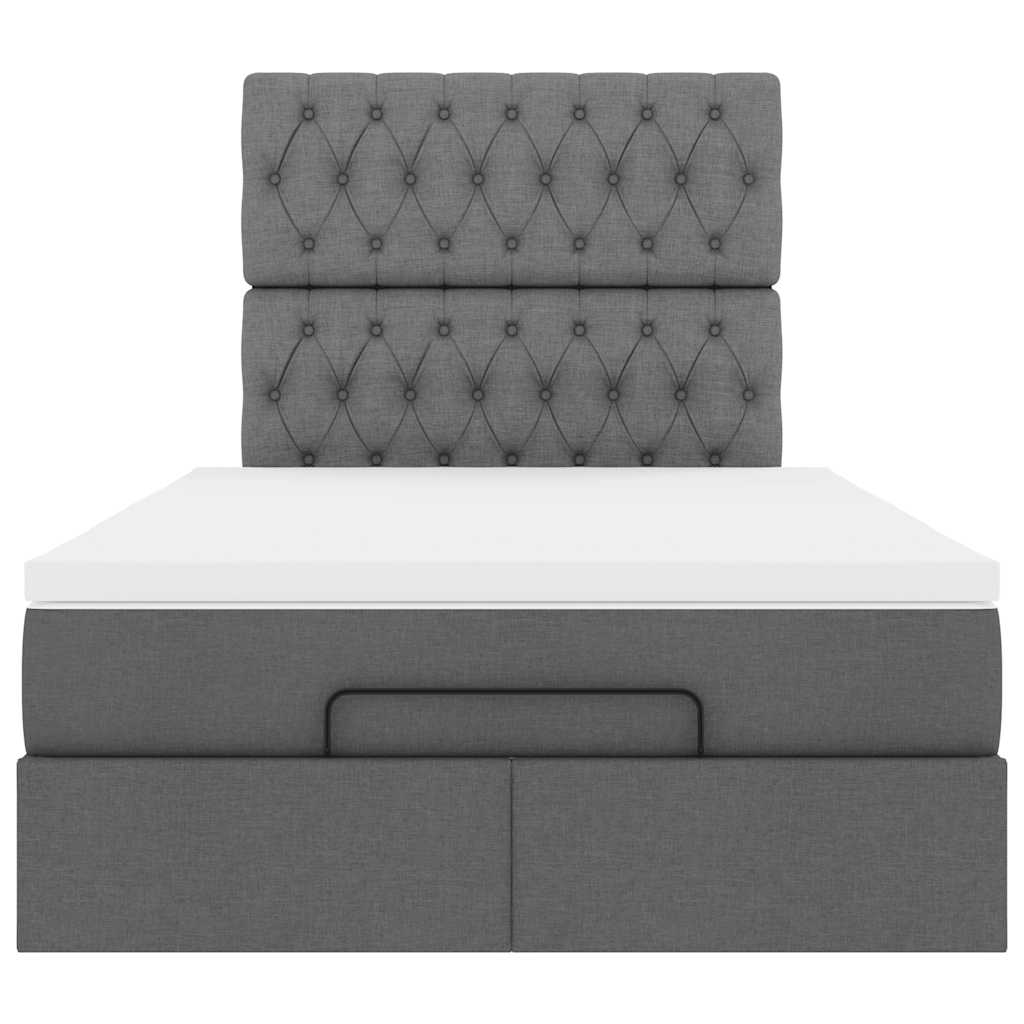 Cadre de lit ottoman avec matelas gris foncé 120x190 cm tissu