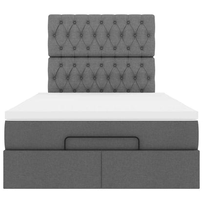 Cadre de lit ottoman avec matelas gris foncé 120x190 cm tissu