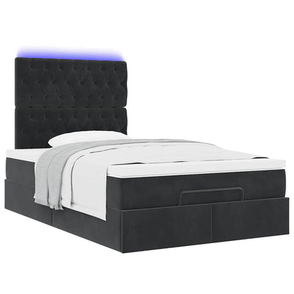 Cadre de lit ottoman avec matelas noir 120x190 cm tissu