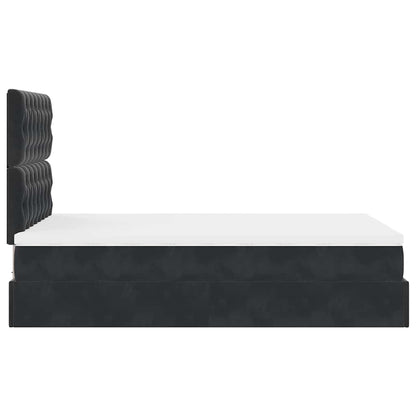 Cadre de lit ottoman avec matelas noir 120x190 cm tissu