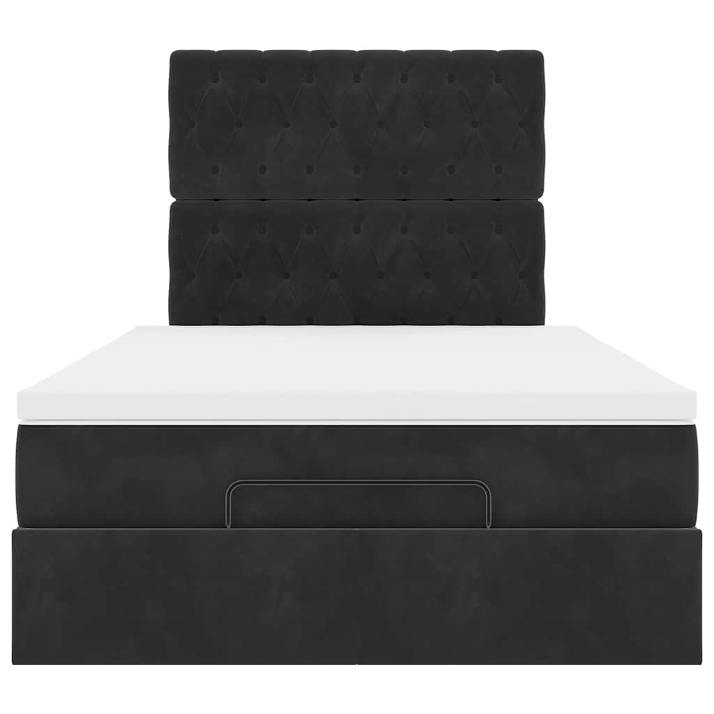 Cadre de lit ottoman avec matelas noir 120x190 cm tissu