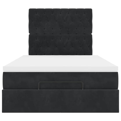 Cadre de lit ottoman avec matelas noir 120x190 cm tissu