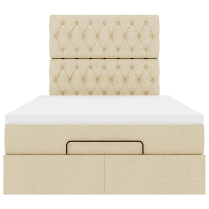 Cadre de lit ottoman avec matelas crème 120x190 cm tissu