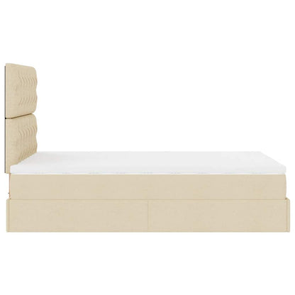 Cadre de lit ottoman avec matelas crème 120x190 cm tissu