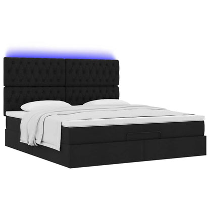 Cadre de lit ottoman avec matelas noir 180x200 cm tissu