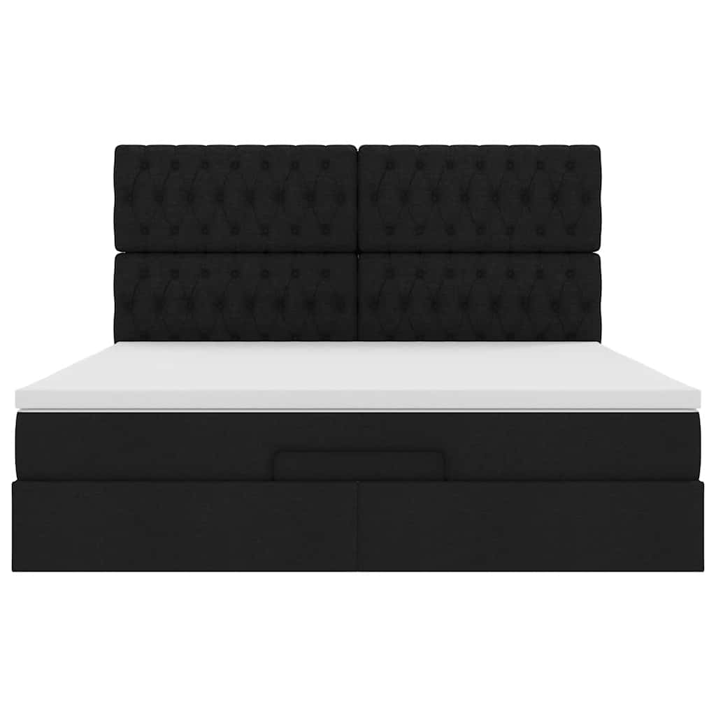 Cadre de lit ottoman avec matelas noir 180x200 cm tissu