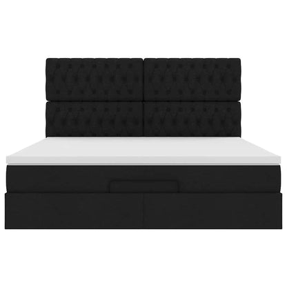 Cadre de lit ottoman avec matelas noir 180x200 cm tissu