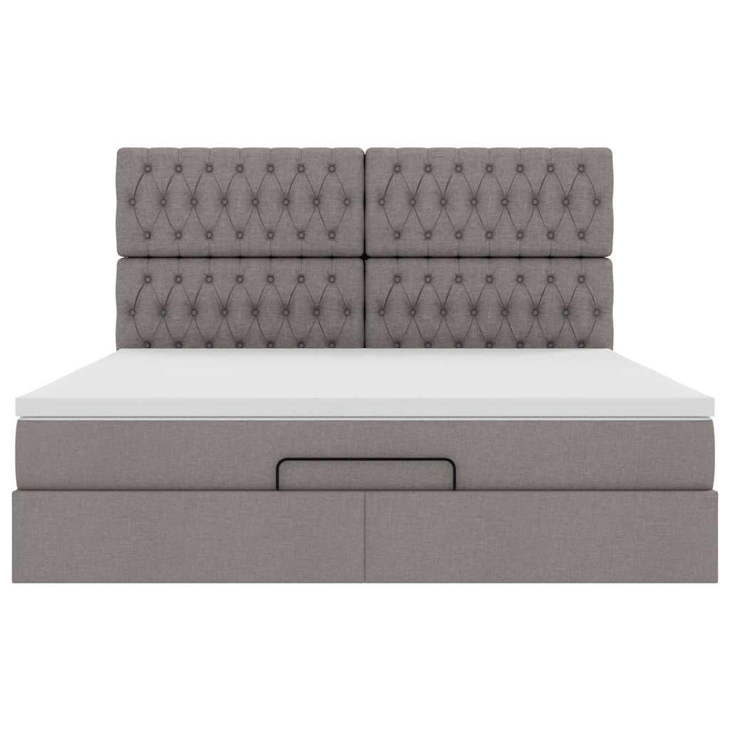 Cadre de lit ottoman avec matelas taupe 180x200 cm tissu