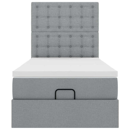 Cadre de lit ottoman avec matelas gris clair 80x200 cm tissu