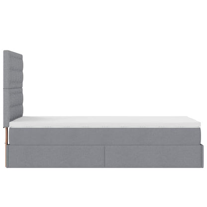 Cadre de lit ottoman avec matelas gris clair 80x200 cm tissu