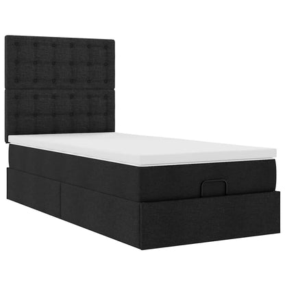 Cadre de lit ottoman avec matelas noir 80x200 cm tissu