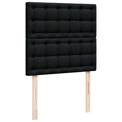 Cadre de lit ottoman avec matelas noir 80x200 cm tissu