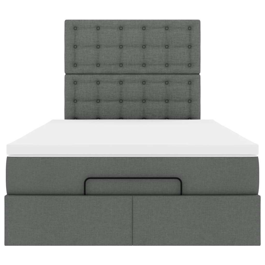 Cadre de lit ottoman avec matelas gris foncé 120x190 cm tissu