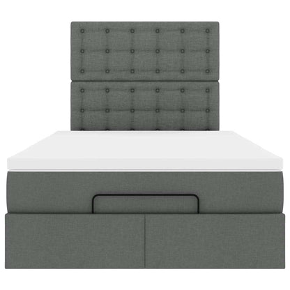 Cadre de lit ottoman avec matelas gris foncé 120x190 cm tissu