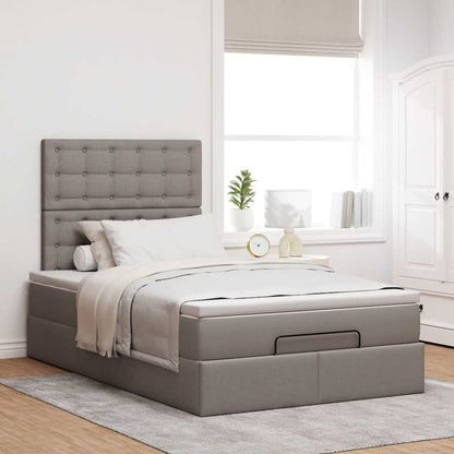 Cadre de lit ottoman avec matelas taupe 120x190 cm tissu