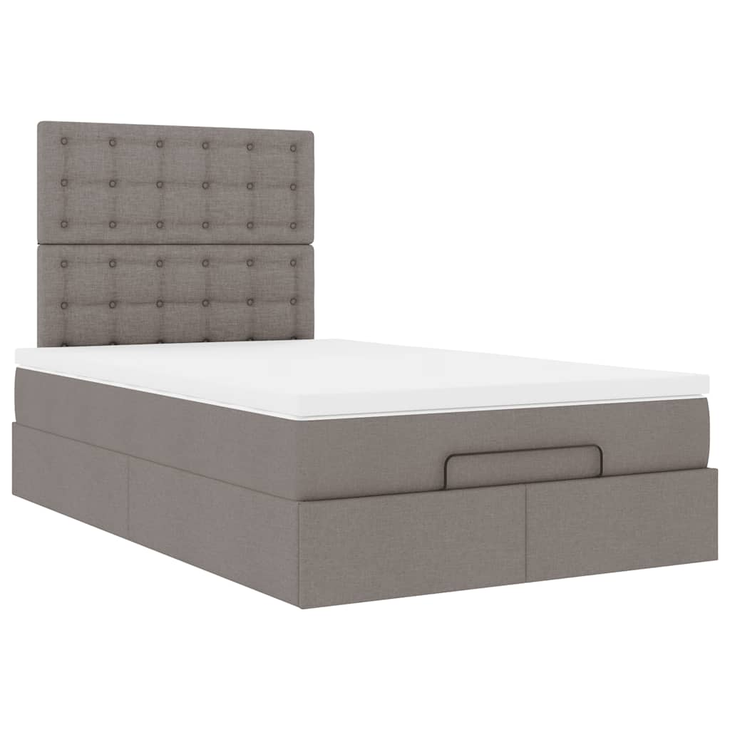 Cadre de lit ottoman avec matelas taupe 120x190 cm tissu