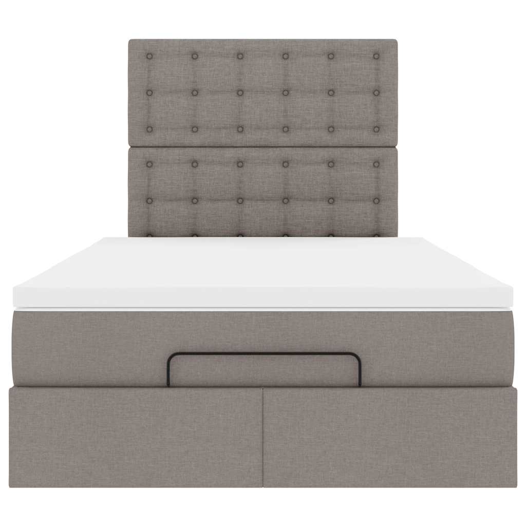 Cadre de lit ottoman avec matelas taupe 120x190 cm tissu