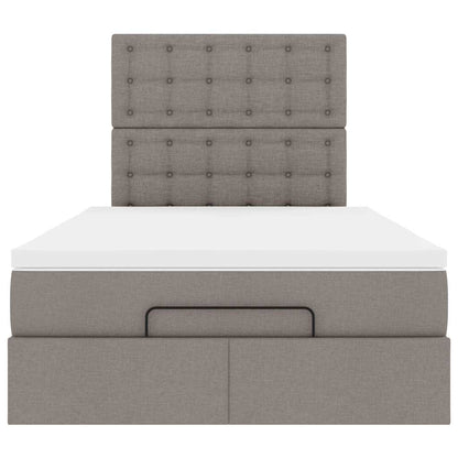 Cadre de lit ottoman avec matelas taupe 120x190 cm tissu