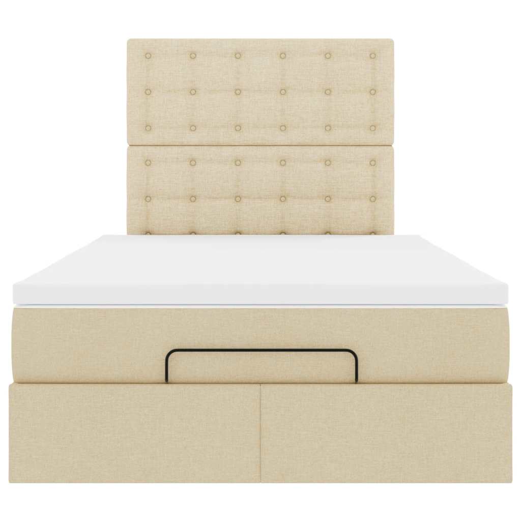 Cadre de lit ottoman avec matelas crème 120x190 cm tissu