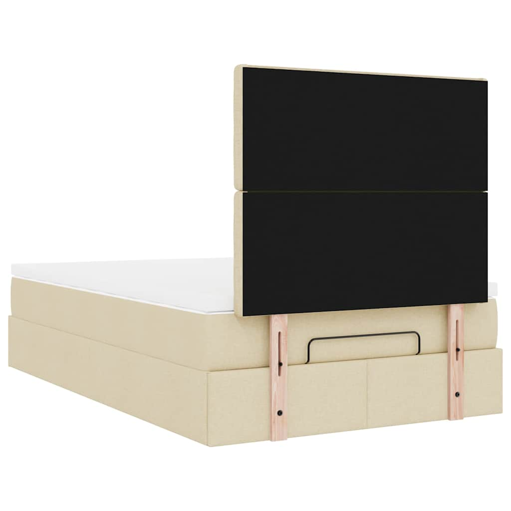 Cadre de lit ottoman avec matelas crème 120x190 cm tissu