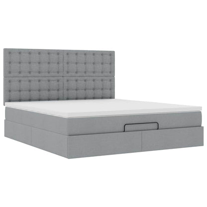 Cadre de lit ottoman et matelas gris clair 180x200 cm tissu