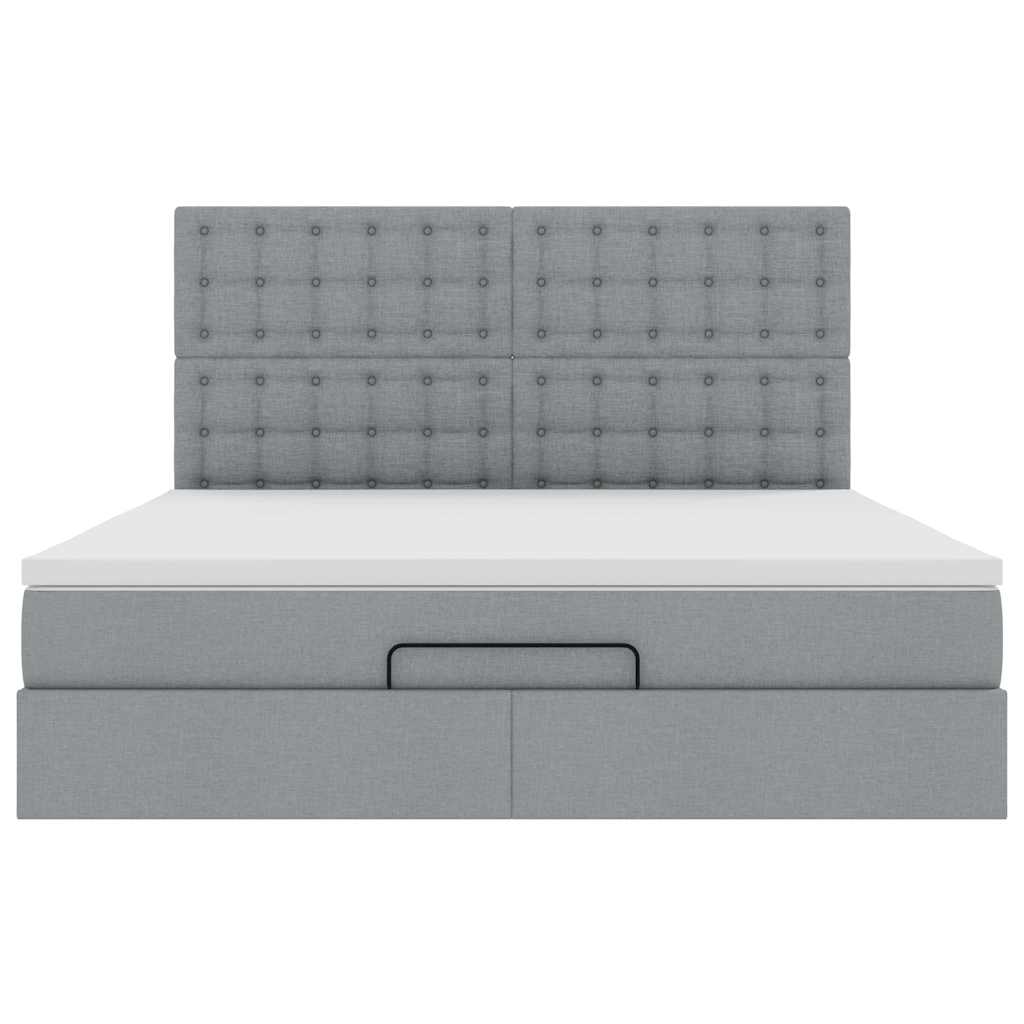 Cadre de lit ottoman et matelas gris clair 180x200 cm tissu