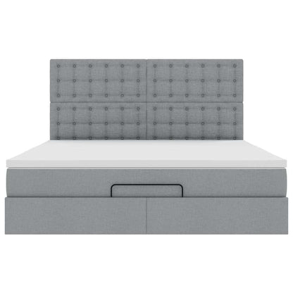 Cadre de lit ottoman et matelas gris clair 180x200 cm tissu