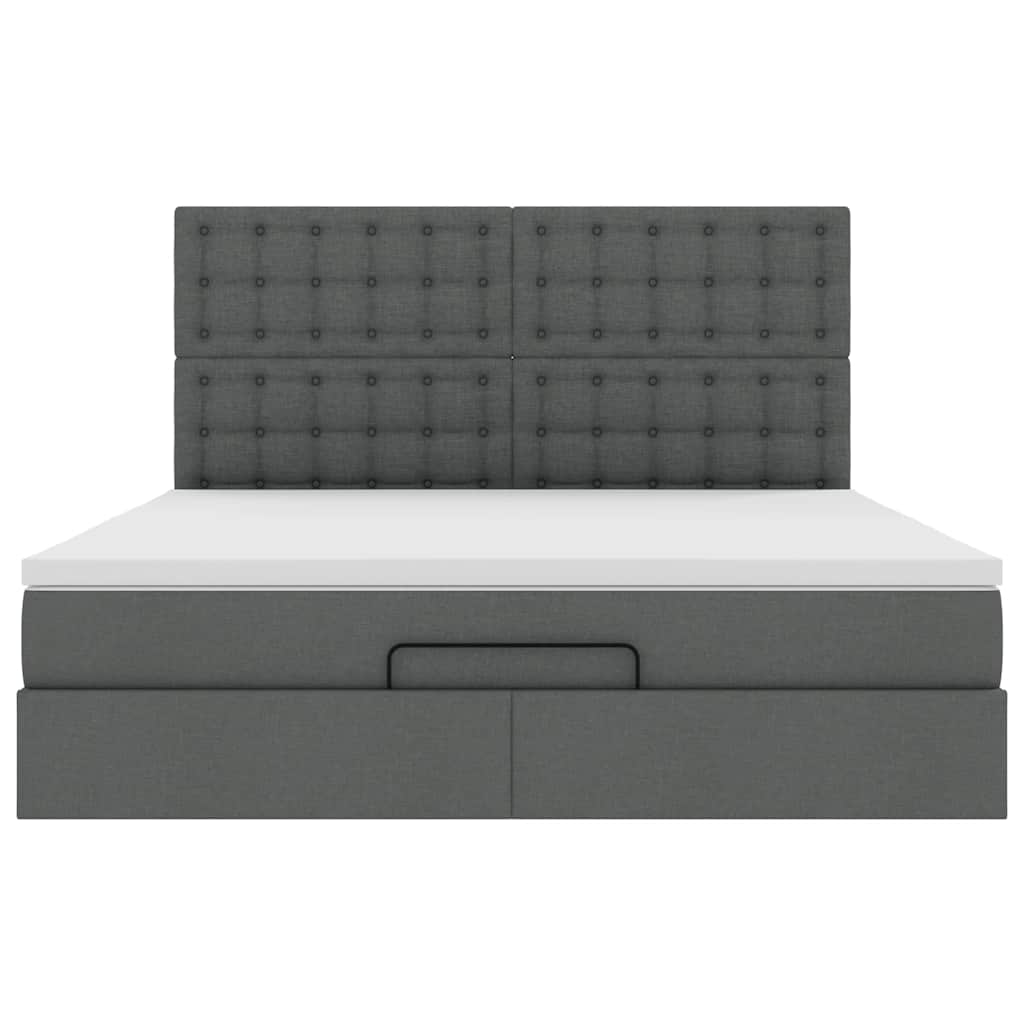 Cadre de lit ottoman avec matelas gris foncé 180x200 cm tissu