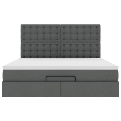 Cadre de lit ottoman avec matelas gris foncé 180x200 cm tissu