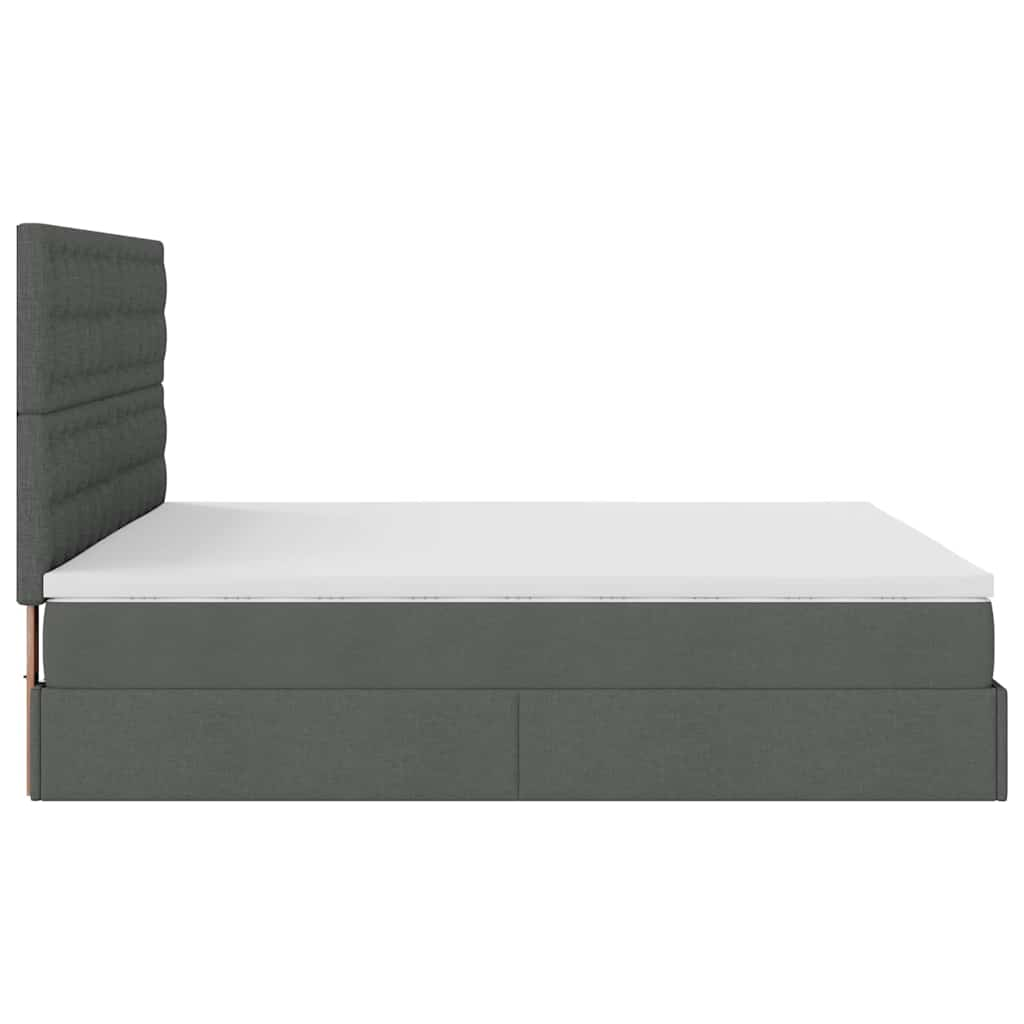 Cadre de lit ottoman avec matelas gris foncé 180x200 cm tissu