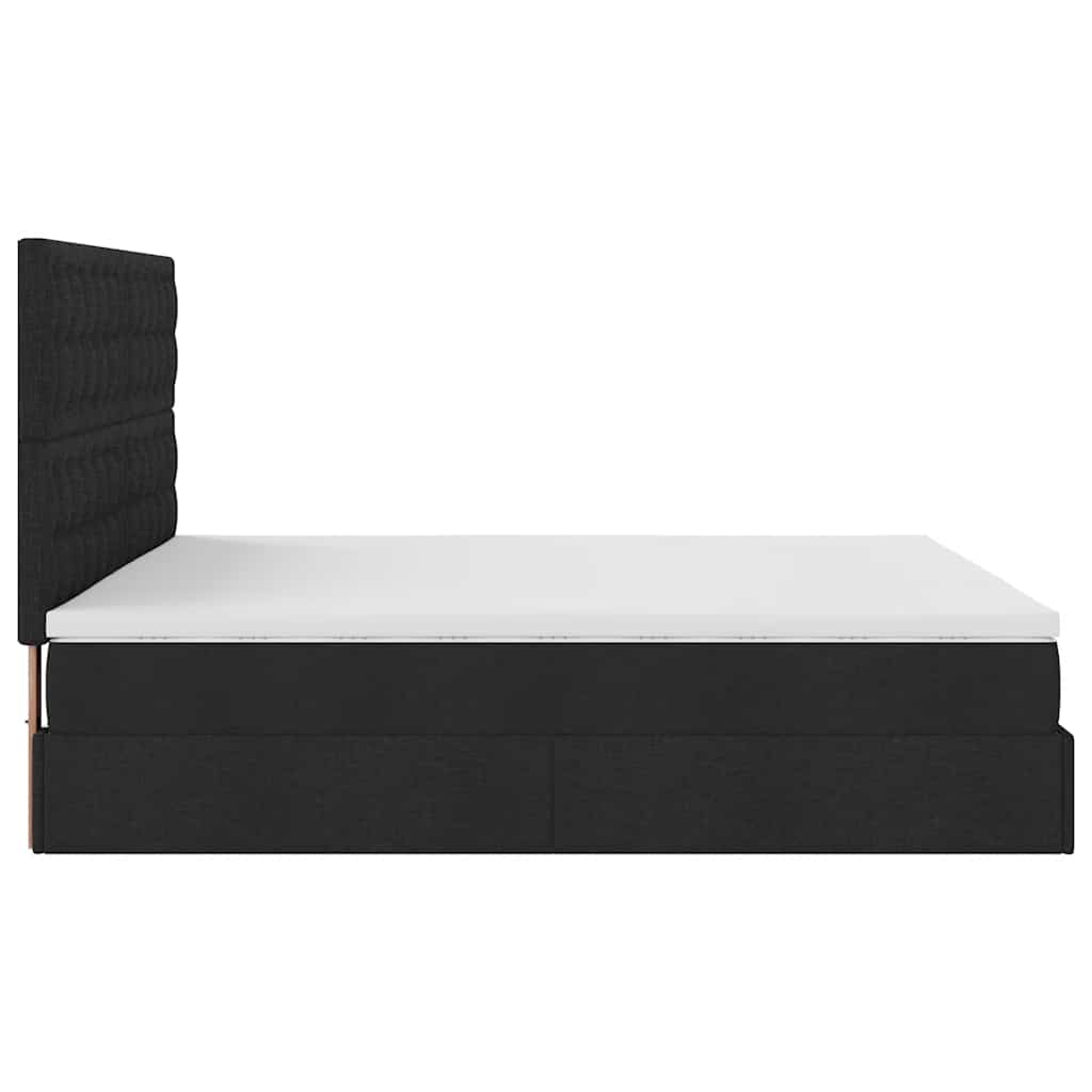 Cadre de lit ottoman avec matelas noir 180x200 cm tissu