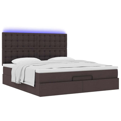 Cadre de lit ottoman avec matelas marron foncé 180x200 cm tissu