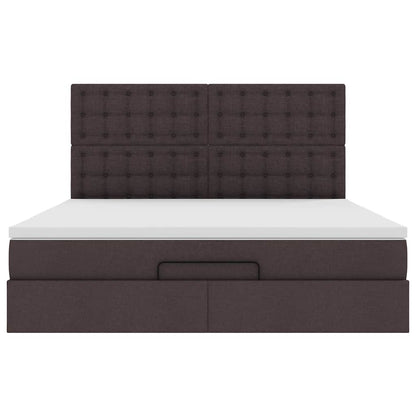 Cadre de lit ottoman avec matelas marron foncé 180x200 cm tissu