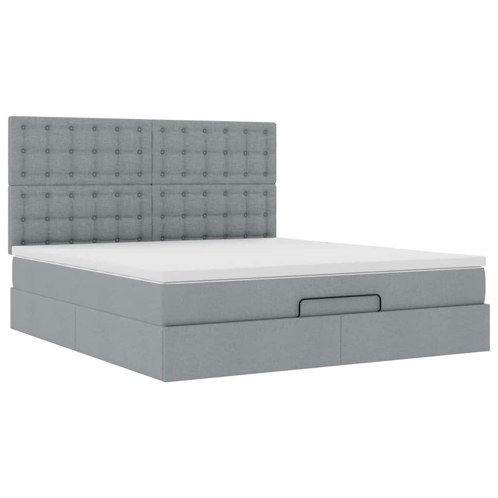 Cadre de lit ottoman avec matelas taupe 180x200 cm tissu