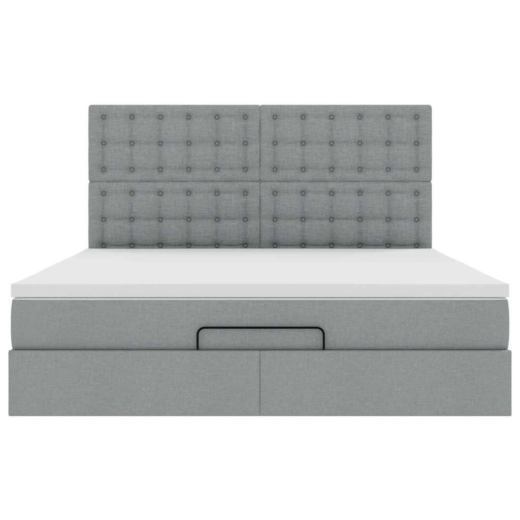 Cadre de lit ottoman avec matelas taupe 180x200 cm tissu