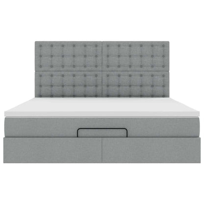 Cadre de lit ottoman avec matelas taupe 180x200 cm tissu